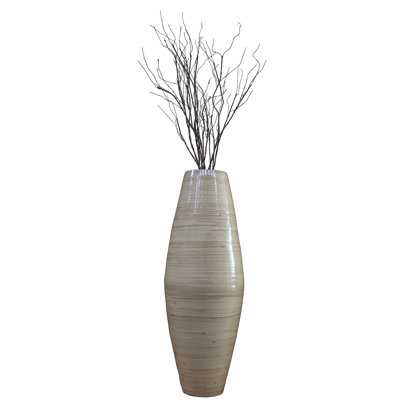Teebar Handcrafted Tall Cylinder Bamboo Floor Vase – Elegant Decorative Accent for Home Offices, Hotel Lobbies, and Spa Spaces – Perfect Decor for Living Room Dining Room Entryway or Hallway