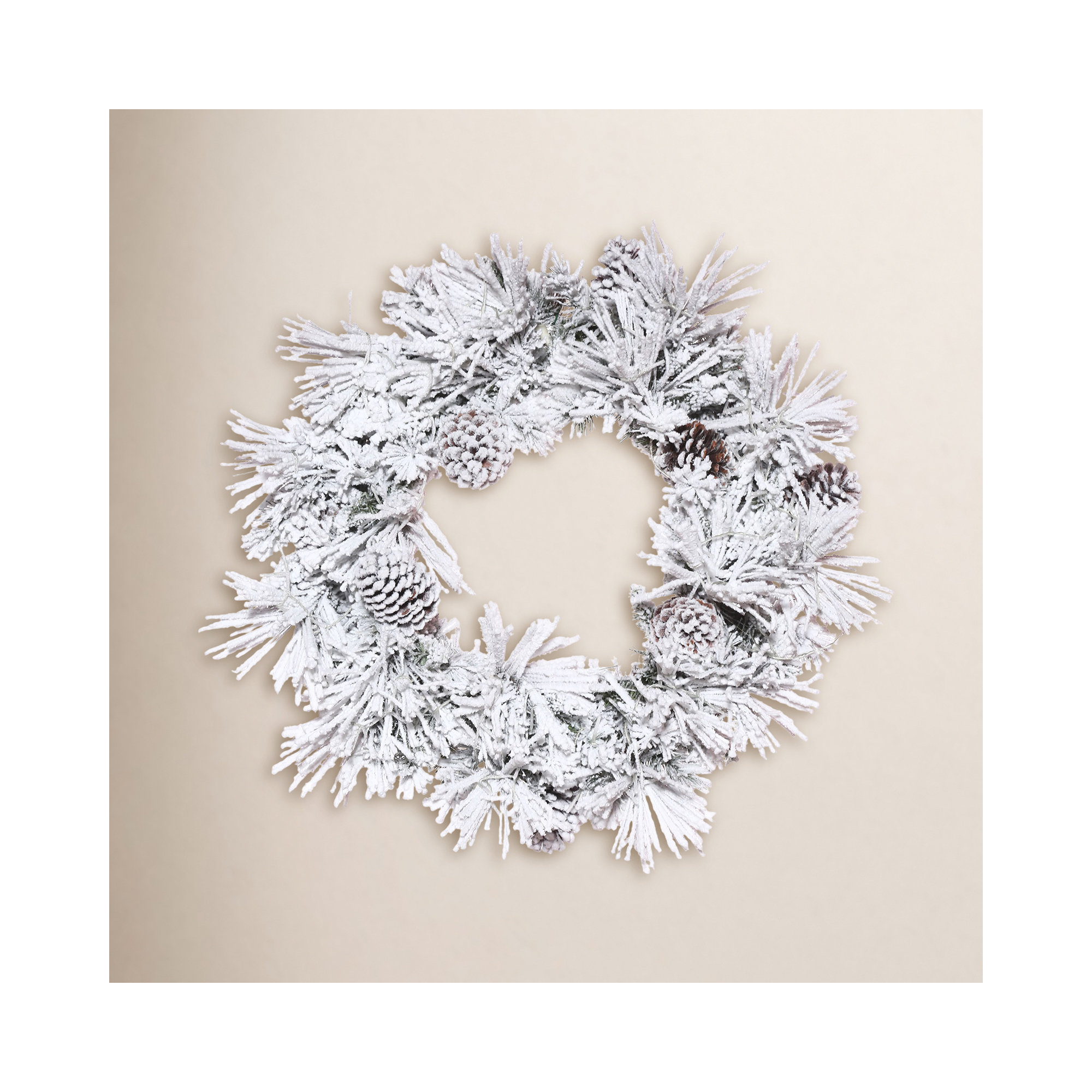 Odaniel Flocked Atka Artificial Christmas Wreath, 24" H x 24" W x 3" D
