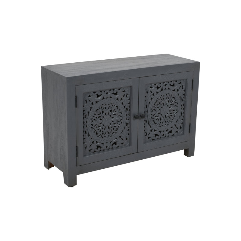 Armoire en bois massif Cedriana, Gris, Noir antique