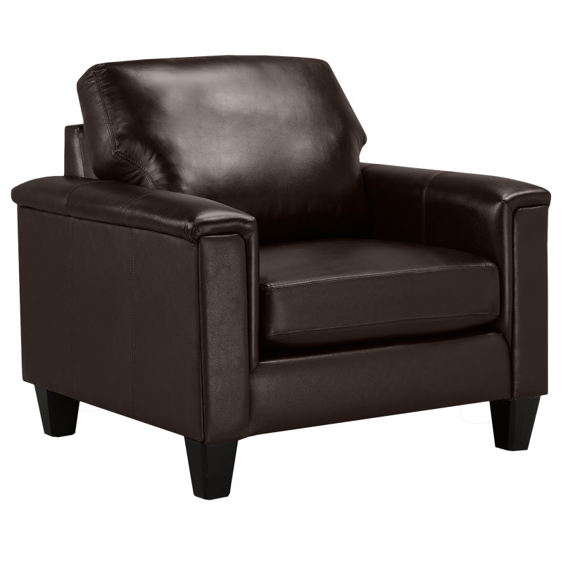 Benson Upholstered Armchair, Espresso Genuine Leather