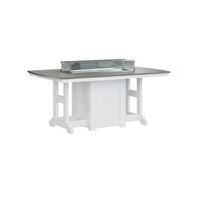 Calabria Regular Hammered Bronze Top With White Base 72″ Fire Pit Dining Table