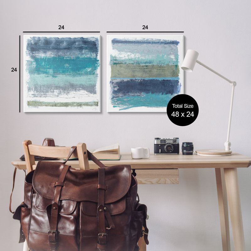Ensemble d'art mural sur toile 2 pièces Beachy Striped Abstractions, design par Filippo Ioco, H 24 po x l 24 po