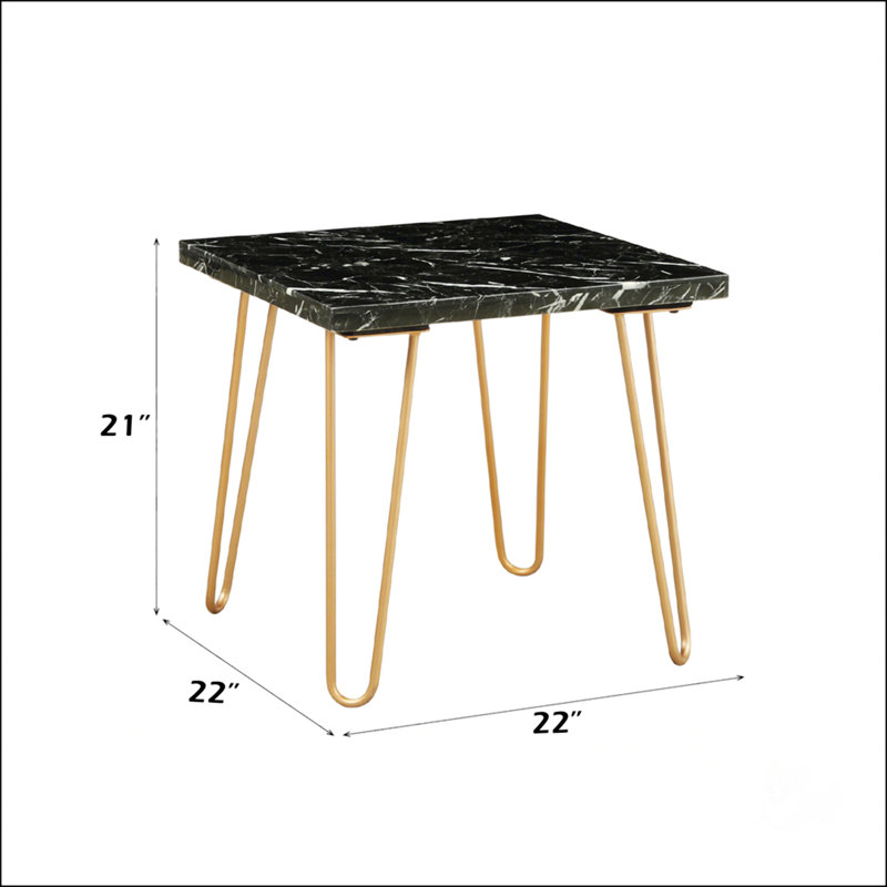 Table de bout Modern Elegance, Noir, Doré