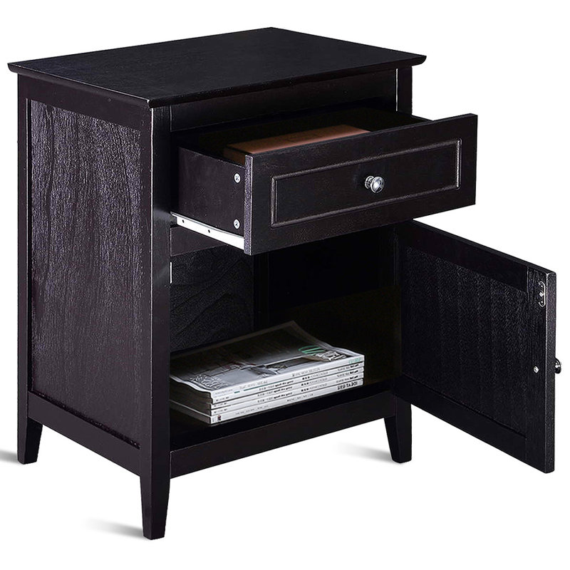Dulles 48cm W Manufactured Wood Bedside Table, Coffee Brown
