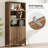 71" Tall Book Shelf With Cabinet 5 Tier Fluted Bookcase With Doors-206568437