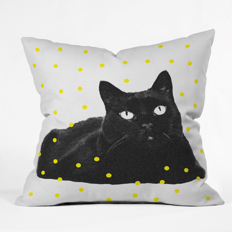 A Black Cat Throw Pillow, 16" x 16"
