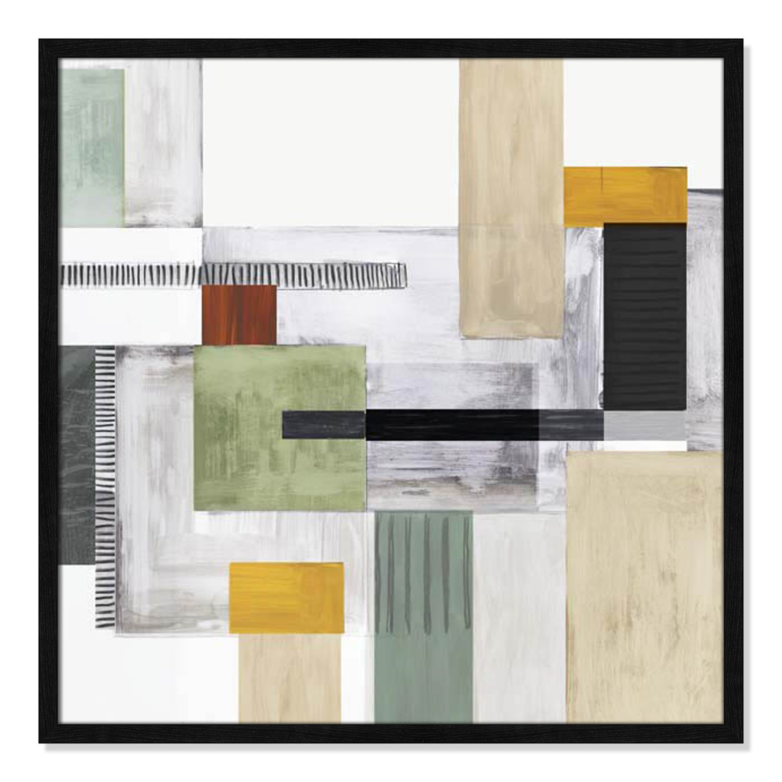Playful Blocks Print, 27.5" H x 27.5" W x 0.75" D, Black Slim Framed