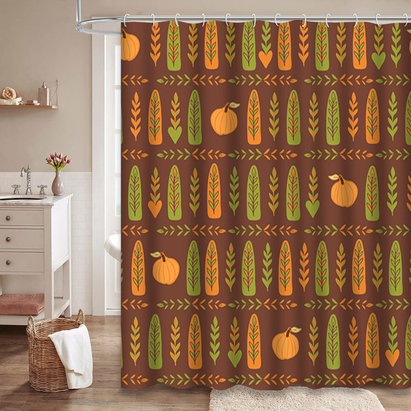 Rideau de douche à motif de citrouille et d'automne avec 12 crochets, L 72 po x l 84 po