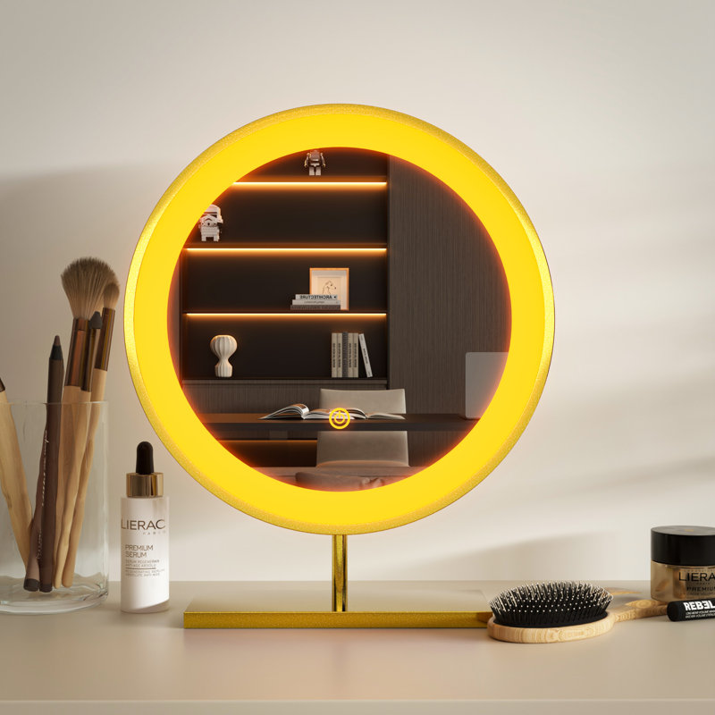 Round Makeup LED Mirror, Gold