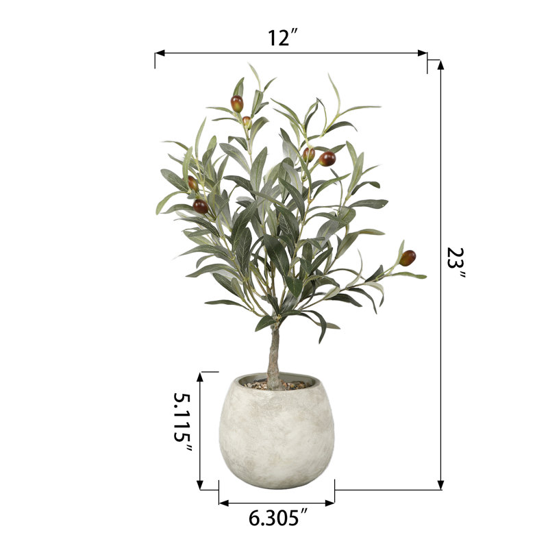 Kirby 21.25'' Faux Olive Tree Tree in Cement Planter