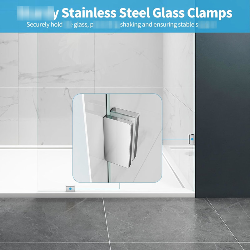 Porte de douche en verre de 30 po de largeur, porte en verre trempé de 10 mm de 3/8 po, fixation réversible, apparence brossée pour panneau de salle de bain, installation, couleur