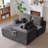 Cloud Sectional Sofa With L-Shape Chaise And Side Pockets , Modern Modular Design, Deep Seating, Upholstered Couch For Living Room/Bedroom, No Assembly Required , Grey,Right-1394110452-1394110450