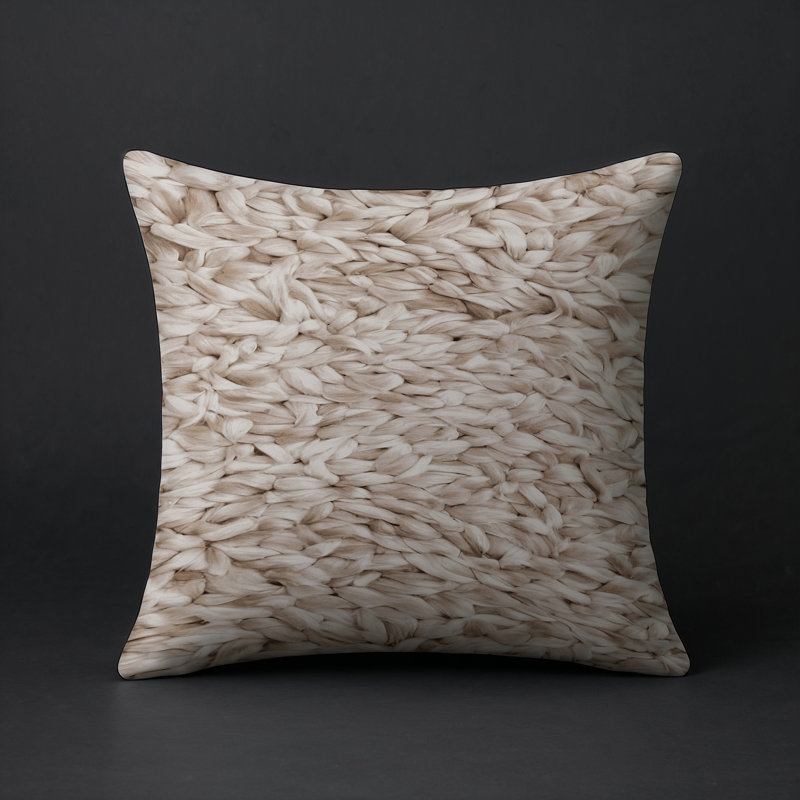 Coussin décoratif intérieur et extérieur Modern, Carré 16 po, Taupe / beige / ivoire abstrait