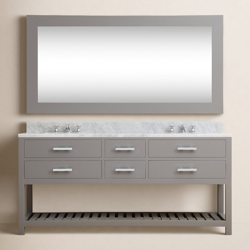 Madalyn 60" Double Bathroom Vanity Set with Mirror, Gray, Mirror Included