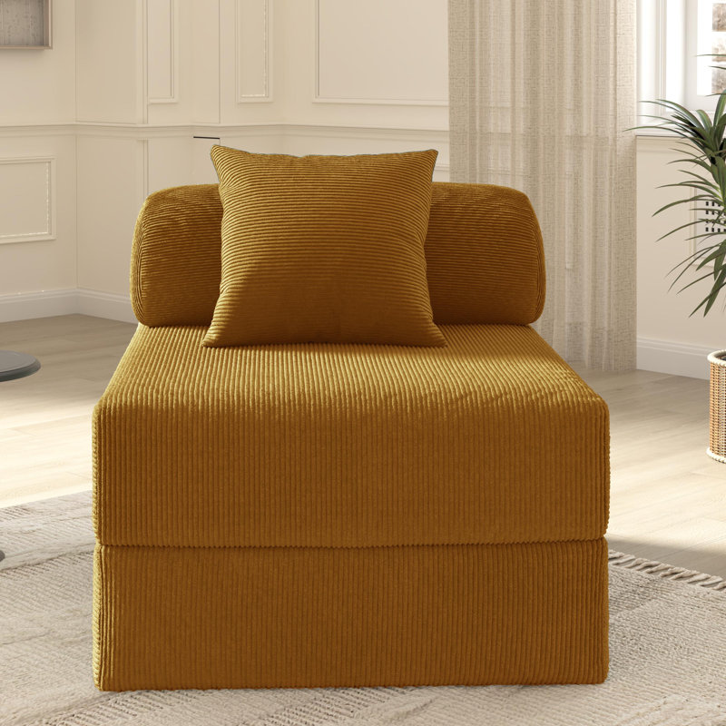 Canapé-lit ajustable en velours côtelé 3-en-1 Jairden, méridienne convertible pliable moderne (avec coussin décoratif)