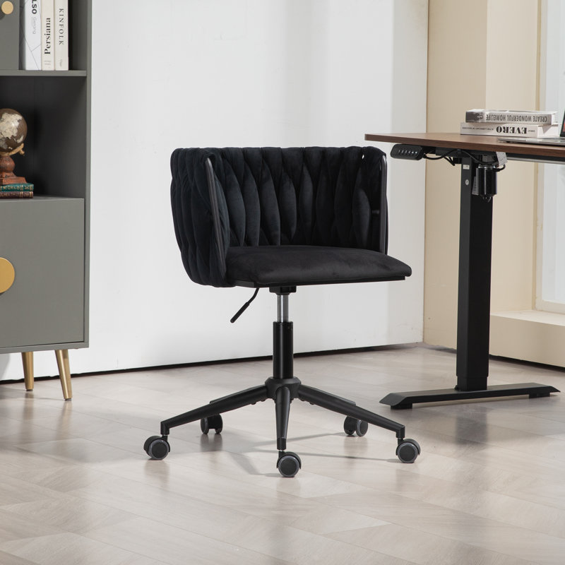 Blen Velvet Task Chair, Black