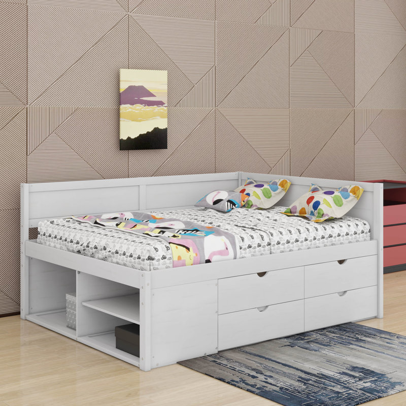 Full Size Daybed With Drawers And Shelves, Full, White