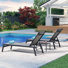 Chaise longue d'extérieur en aluminium avec table d'appoint et coussin pour la piscine extérieure