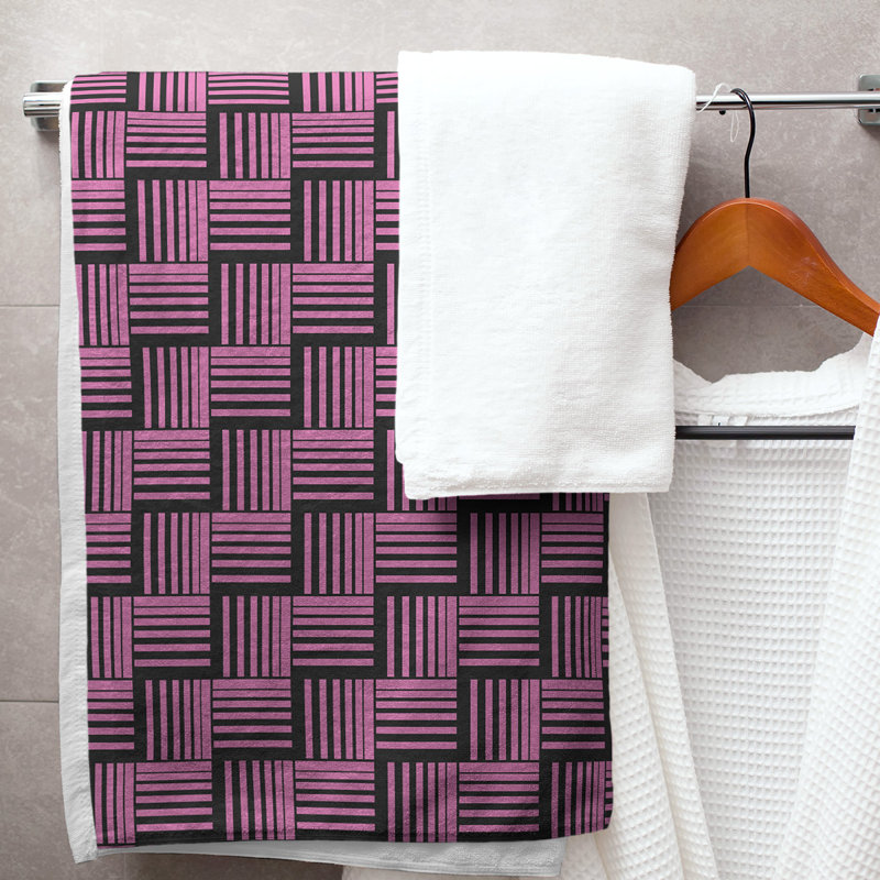 Serviette de bain à rayures Baskettressée classique, Rose fandango