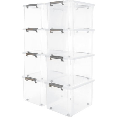 Ensemble de 8 bacs de rangement transparents avec couvercle empilable 58 qt