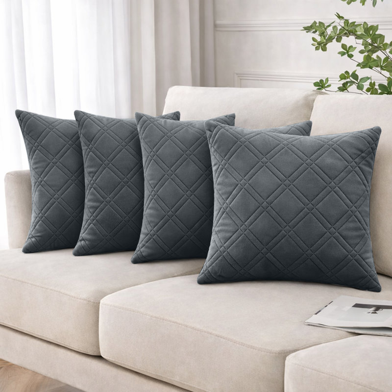 Geometric Square Cushion Pad, Charcoal