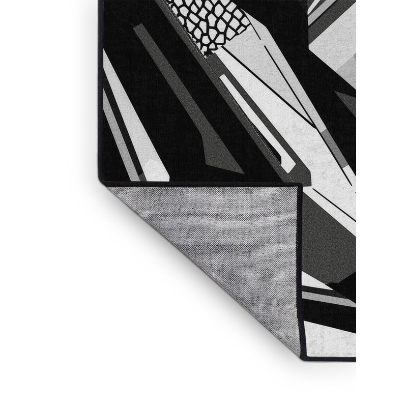 Machine Washable Takengon Lacrosse Stick Net Modern & Contemporary Geometric Rug in Gray – Black Binding, 2x5