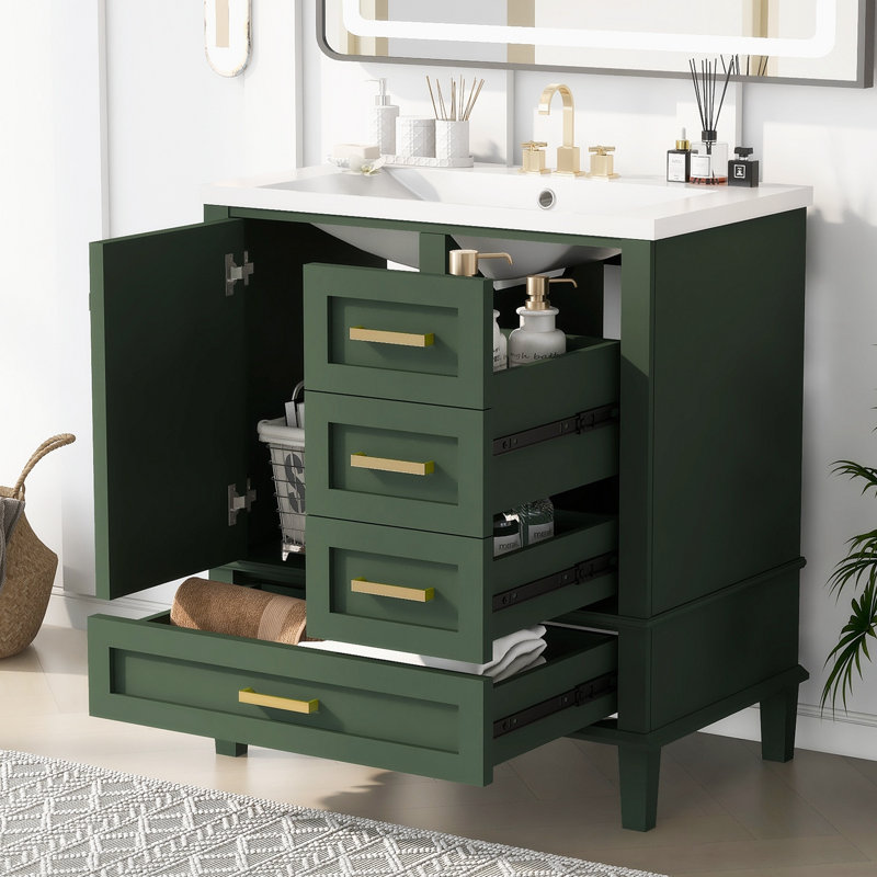 Meuble-lavabo simple 18,09 po avec comptoir d'évier, Vert