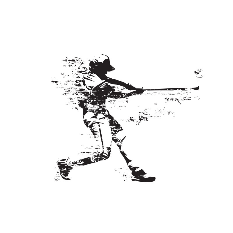 Baseball Player Hits Ball by Msan10 - Wrapped Canvas Print, 122cm H x 122cm W