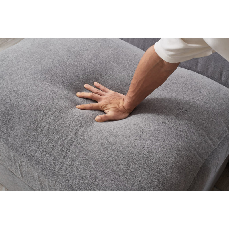 Upholstered Couch, Sectional Sofa with Deep Seating and Movable Ottomans