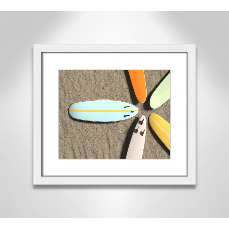 " Surf Circle " by Alexander Mils, Cadre blanc, Blanc, H 13 po x l 15 po x P 1,25 po