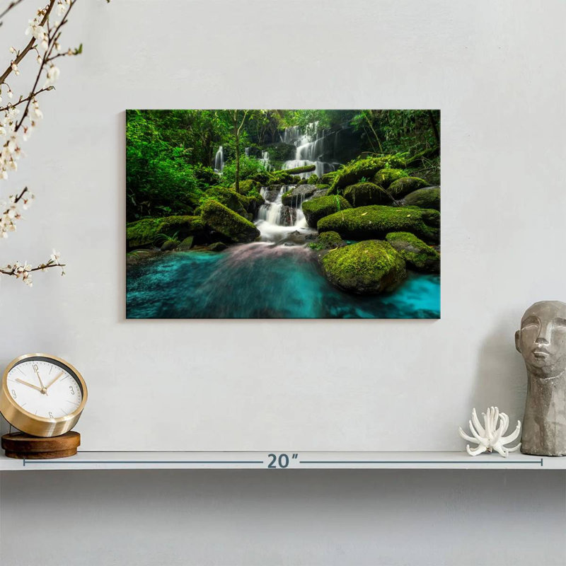 Forest Waterfall Scene, 8" H x 12" W