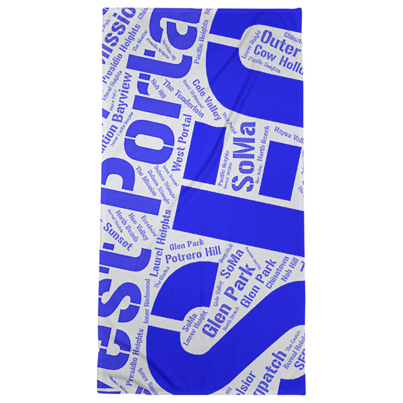 Bath Towel, Blue, San Francisco, Microfiber