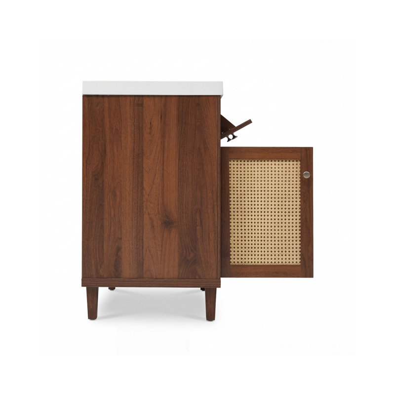 Meuble-lavabo double en bois massif de conception moderne pour un rangement spacieux