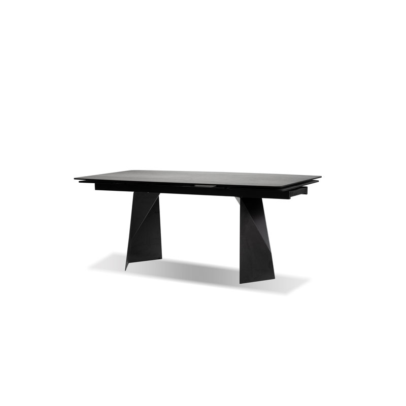 Prism Extendable Metal Base Dining Table, Industrial Gray