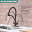 Dynamic Dual Handle Pull Out Sprayer Kitchen Faucet with Deckplate in Stainless Steel Matte Black