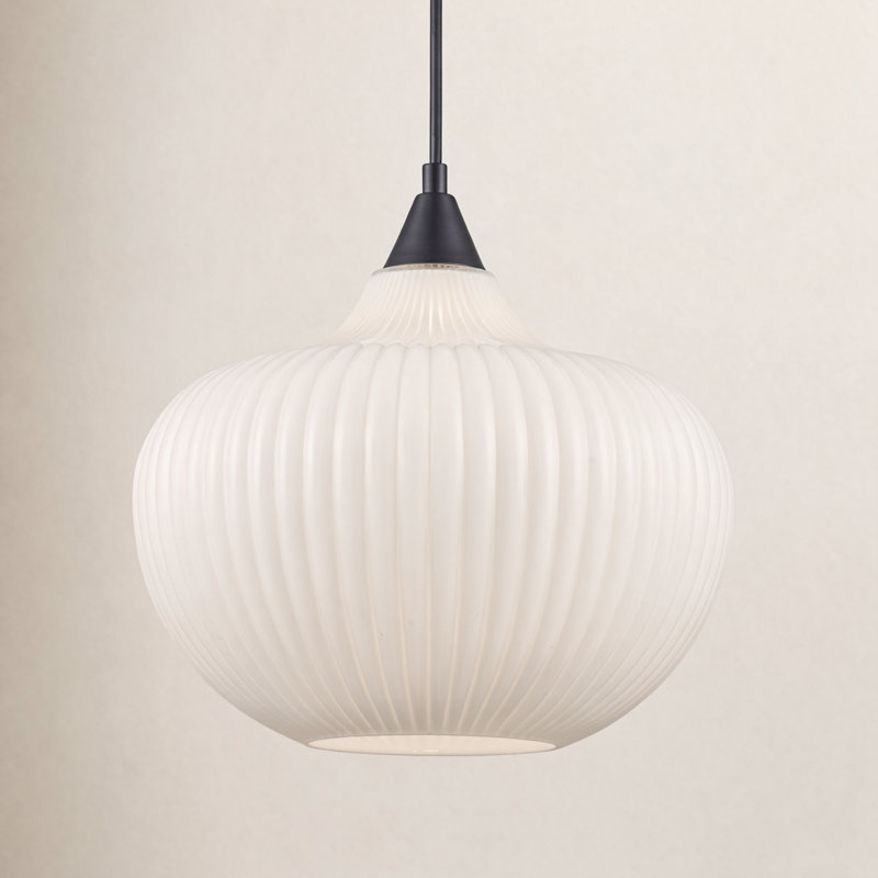 Luminaire suspendu en verre à 1 lumière à intensité variable Collina, Noir