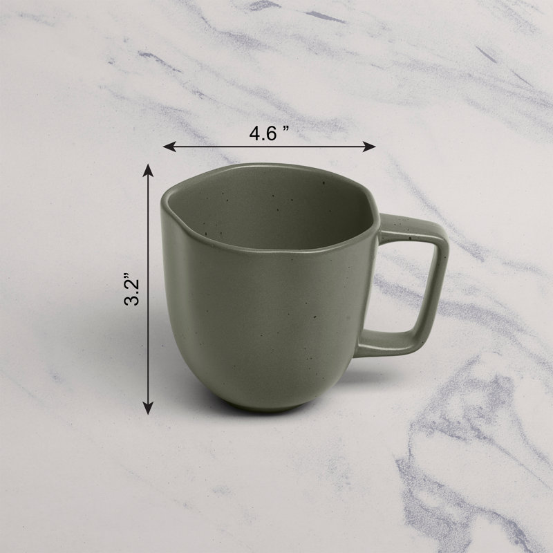 EARTH MIST GREEN Premium Porcelain Non Stackable Cup , Mist Green, 9oz