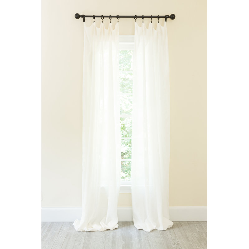 Panneau de rideau simple semi-diaphane avec passe-tringle Kazimieras Classic, l 54 po x L 84 po, Blanc cassé