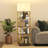 4-Tier Rotating Floor Lamp Bookcase with 360° Rotating Wheels, Multi-functional Corner Shelf with 3-Color Lighting