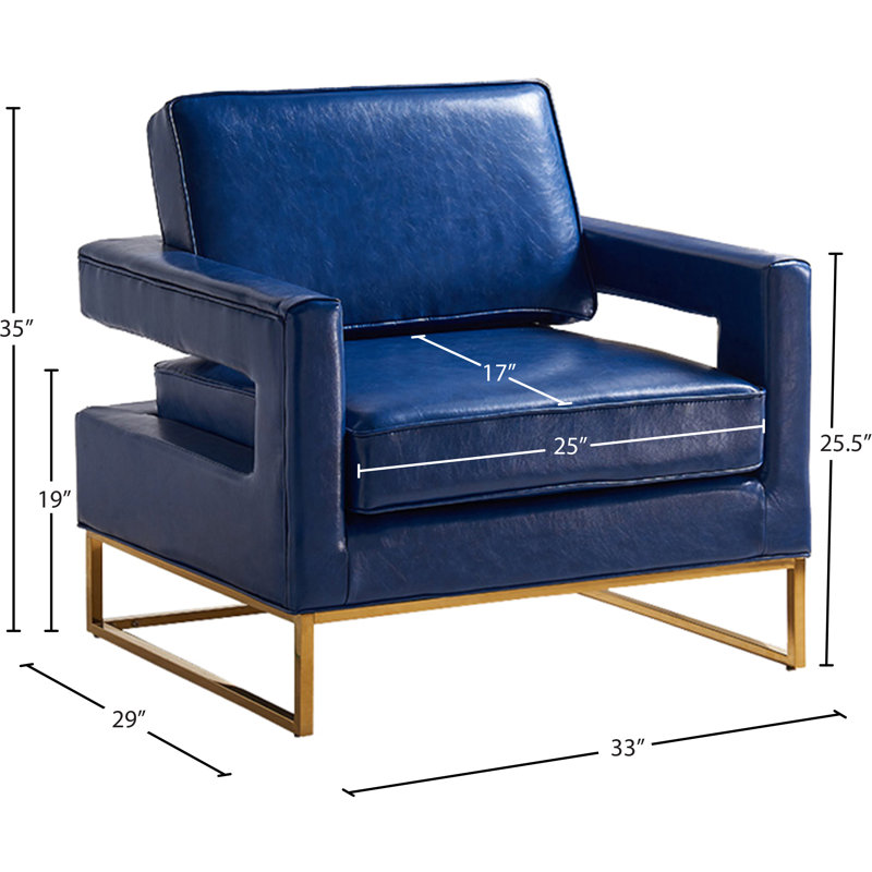 Fauteuil Amelia, Bleu marine en cuir végétalien