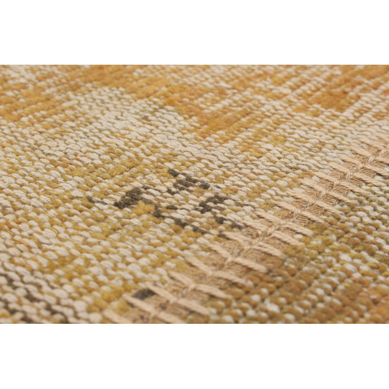 Tapis beige en laine noué à la main de conception unique 5 pi 2 po x 7 pi 10 po Kaloni