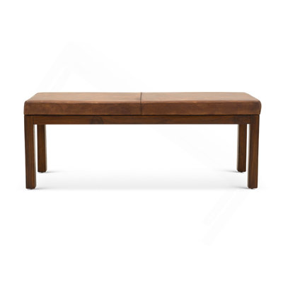 Austin Antique Tan Leather Bench With Lines
