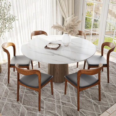 Amberly Sophisticated 5/7 Pieces Round Dining Table Set With Cushioned Chairs, Modern Design For Any Home