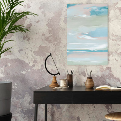Seaside Blush II - coquillages côtiers et corail, peinture à l'huile abstraite, art marin