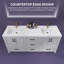 Dessus de meuble-lavabo double 72 po avec comptoir de lavabo à surface solide et comptoir blanc