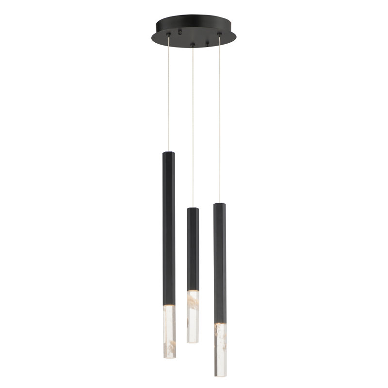 Luminaire suspendu 3 lumières diaphane, Noir