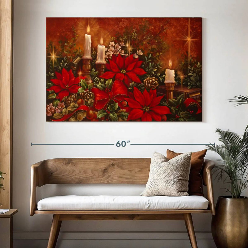 Poinsettia lumineux, H 34 po x l 51 po