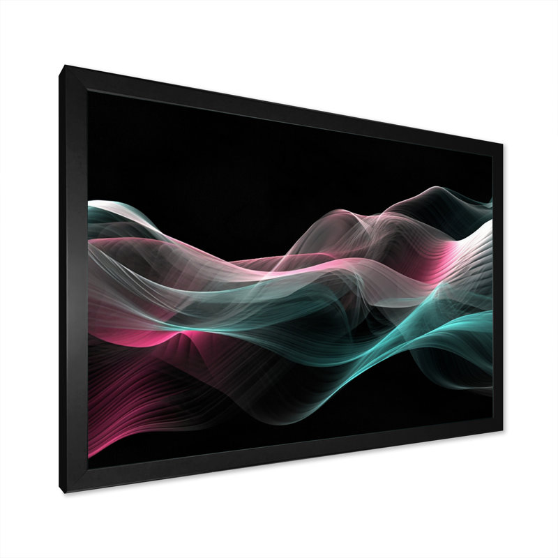 Abstraction contemplative verte et rose II - impression, Cadre photo noir, H 12 po x l 20 po x P 1 po