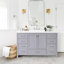 【Lavabo non inclus, armoire de meuble-lavabo seulement】 Meuble-lavabo de salle de bain seulement, meuble-lavabo simple gris, rangement de salle de bain avec portes et tiroirs à fermeture en douceur