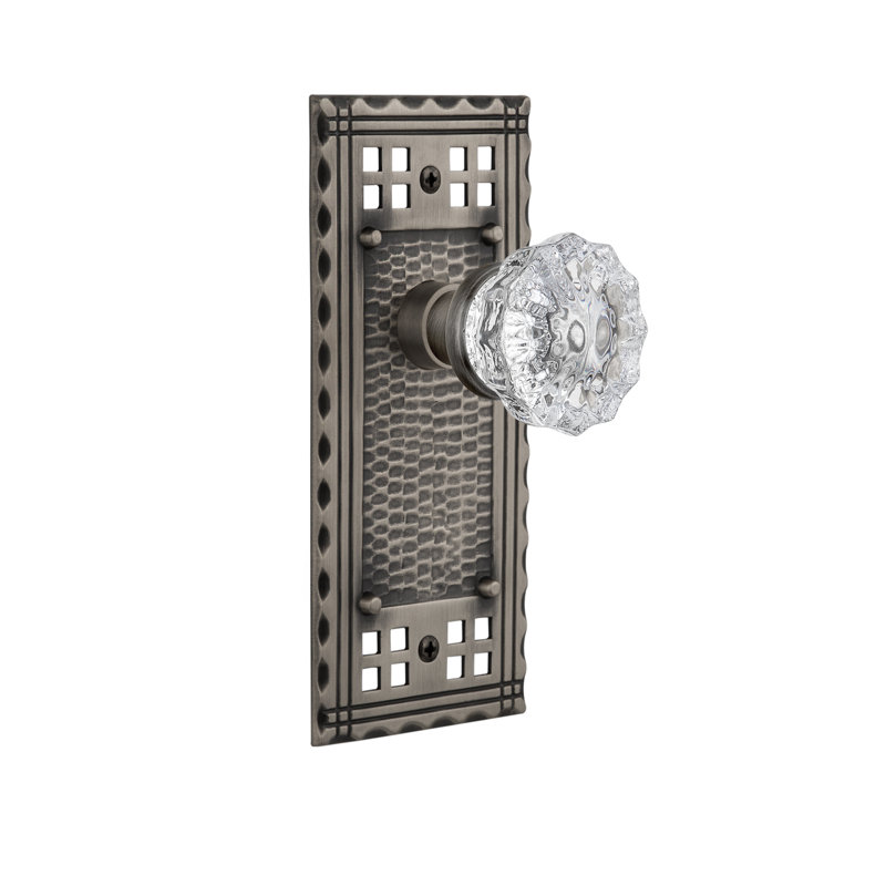 Plaque avec bouton de porte Craftsman, Étain antique, 2,375 po